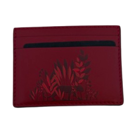 Brand New Cartier Panthere Red Card Holder With Leaf Motif